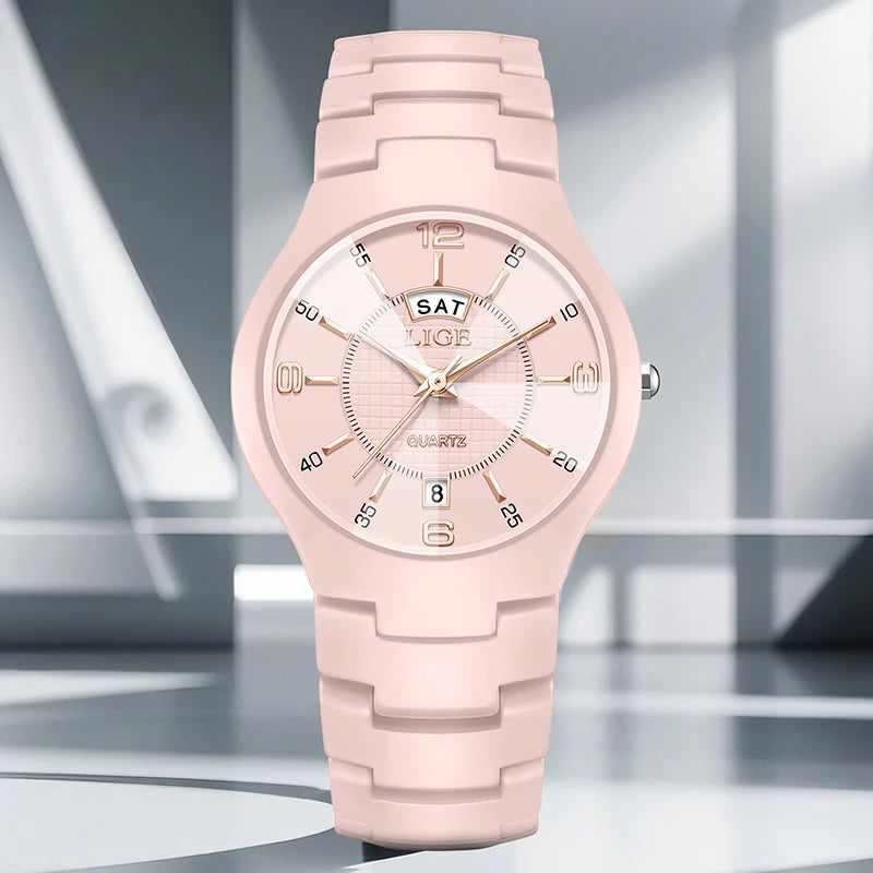 LIGE Elegant Ceramic Quartz Watch – Luxury Women’s Edition