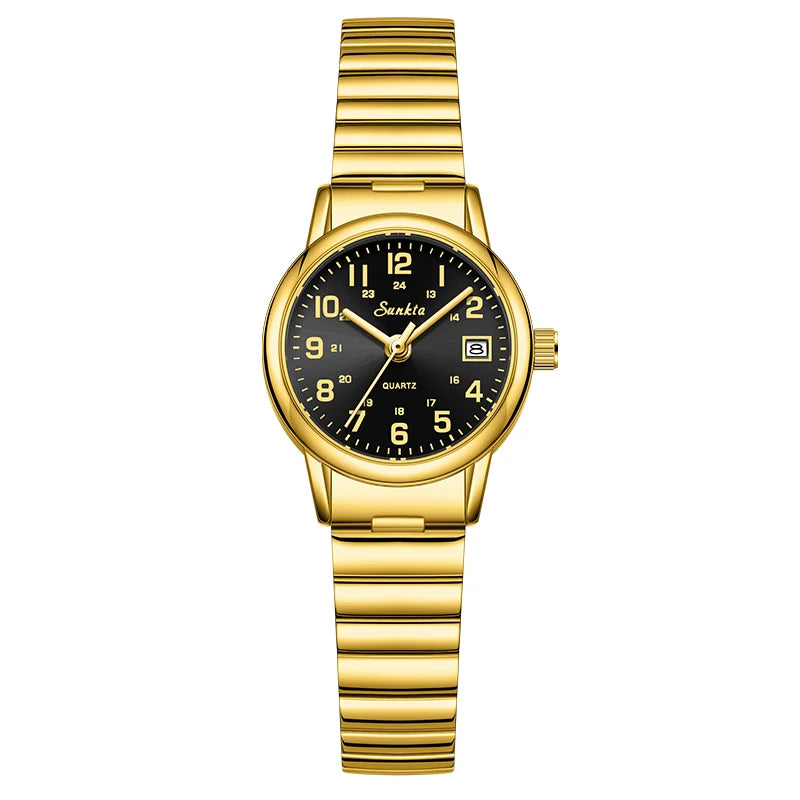 SUNKTA Women's Golden Stainless Steel Watch