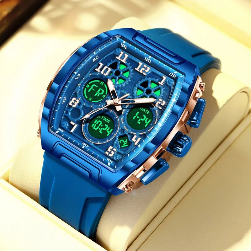 FOXBOX Men's Digital Multifunctional Alarm Watch