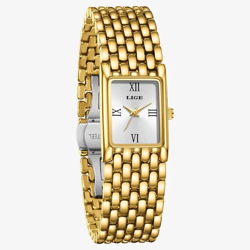 LIGE Women's Golden Steel Bracelet Watch