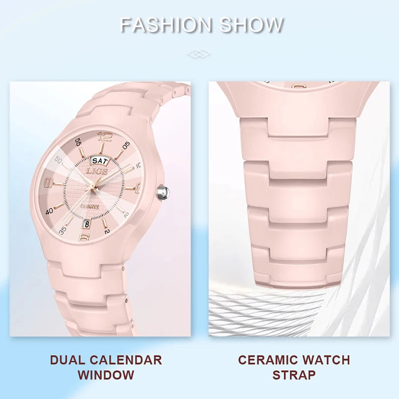 LIGE Elegant Ceramic Quartz Watch – Luxury Women’s Edition
