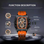 LIGE Men's Orange Sports Chronograph Watch