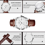 LIGE Men's Military Leather Quartz Watch