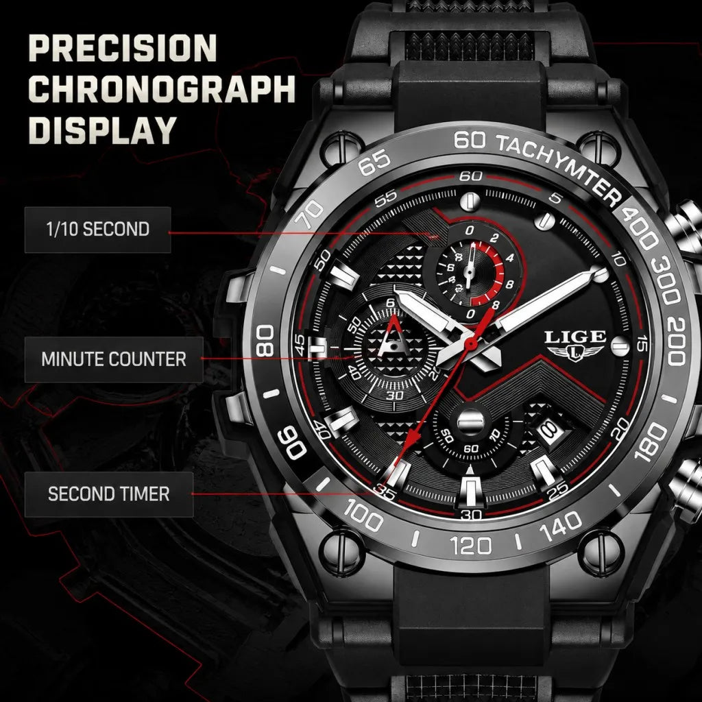 LIGE Tactical Sports Chronograph Watch