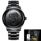 LIGE Skull Head Luxury Quartz Watch – Stainless Steel Punk Edition for Men