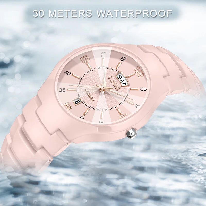 LIGE Elegant Ceramic Quartz Watch – Luxury Women’s Edition