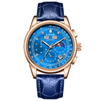 LIGE Men's Business Quartz Watch with Moon Phase
