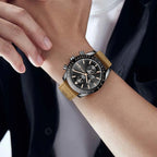 LIGE Men's Military Leather Sports Watch